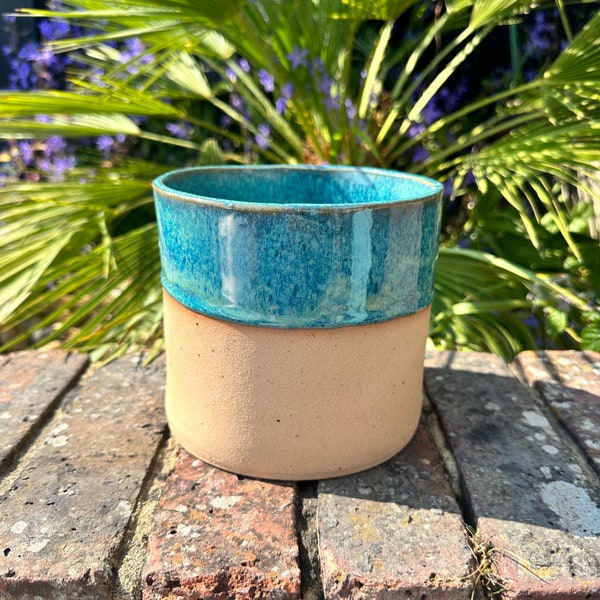 Turquoise Ceramic Planter, Indoor Plant Pot