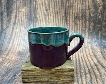 Lila und Grüne Becher, große Keramik Tasse