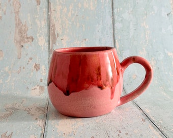 Handmade Coral Pink Glazed Ceramic Mug