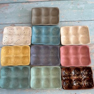 Green Ceramic Egg Tray, Holds 6 or 12 Eggs