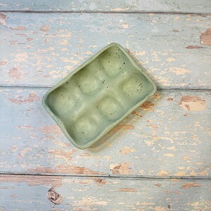 Green Ceramic Egg Tray, Holds 6 or 12 Eggs