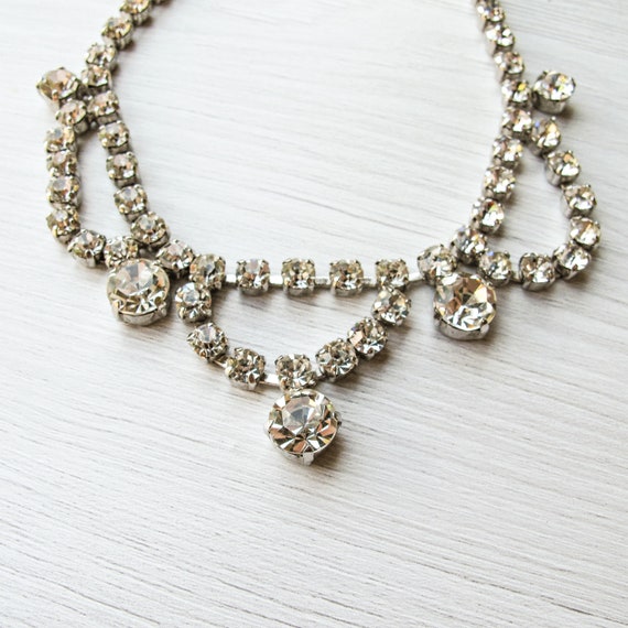 Diamante necklace Cocktail bridal choker Vintage … - image 7