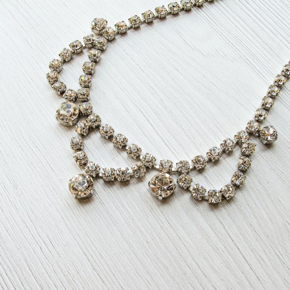 Diamante necklace Cocktail bridal choker Vintage … - image 2