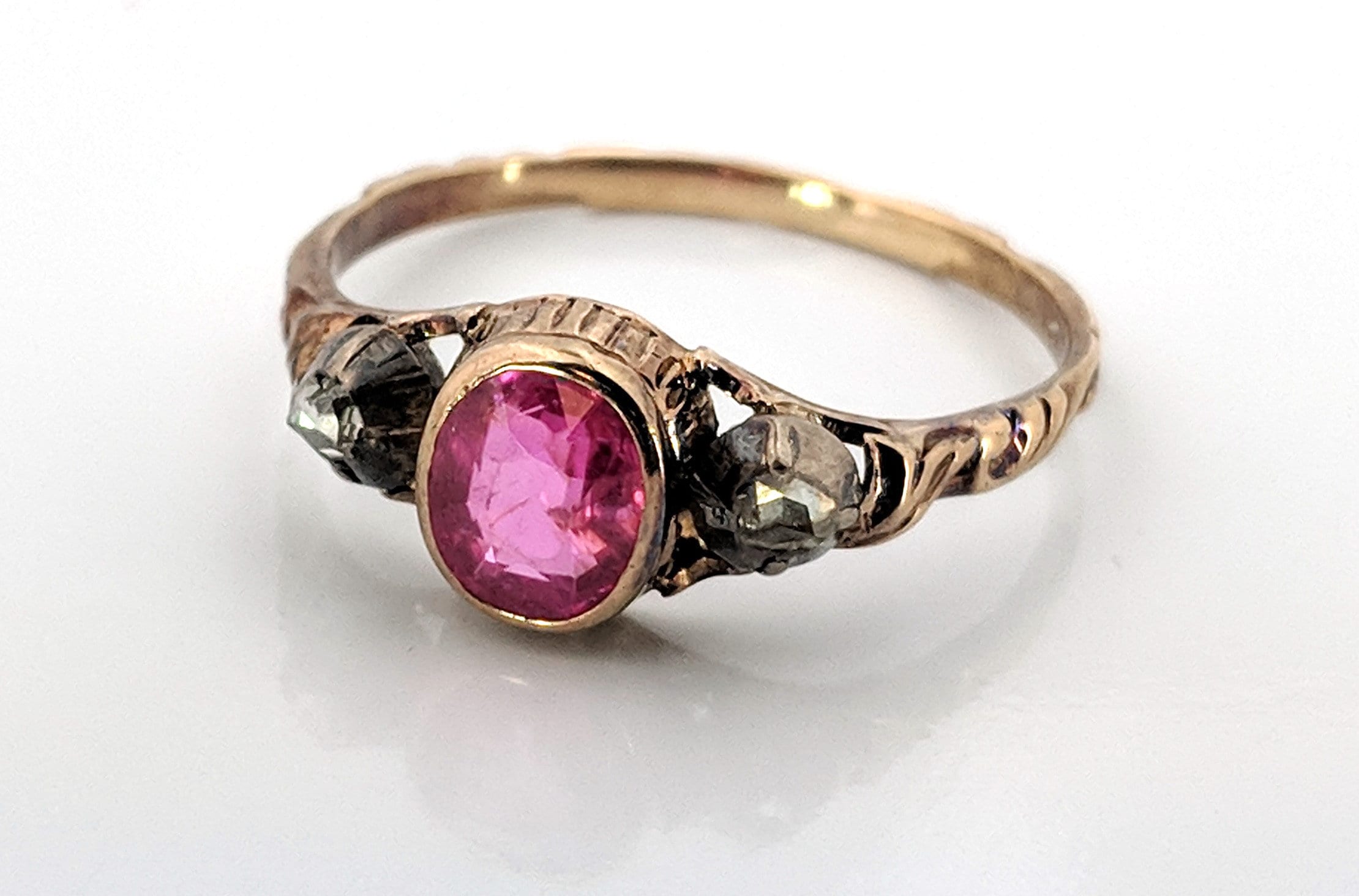 Antique Mid Victorian Pink Sapphire & Diamond Ring Etsy