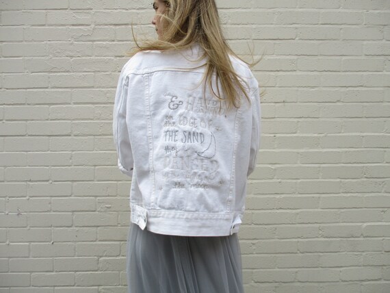 custom white denim jacket