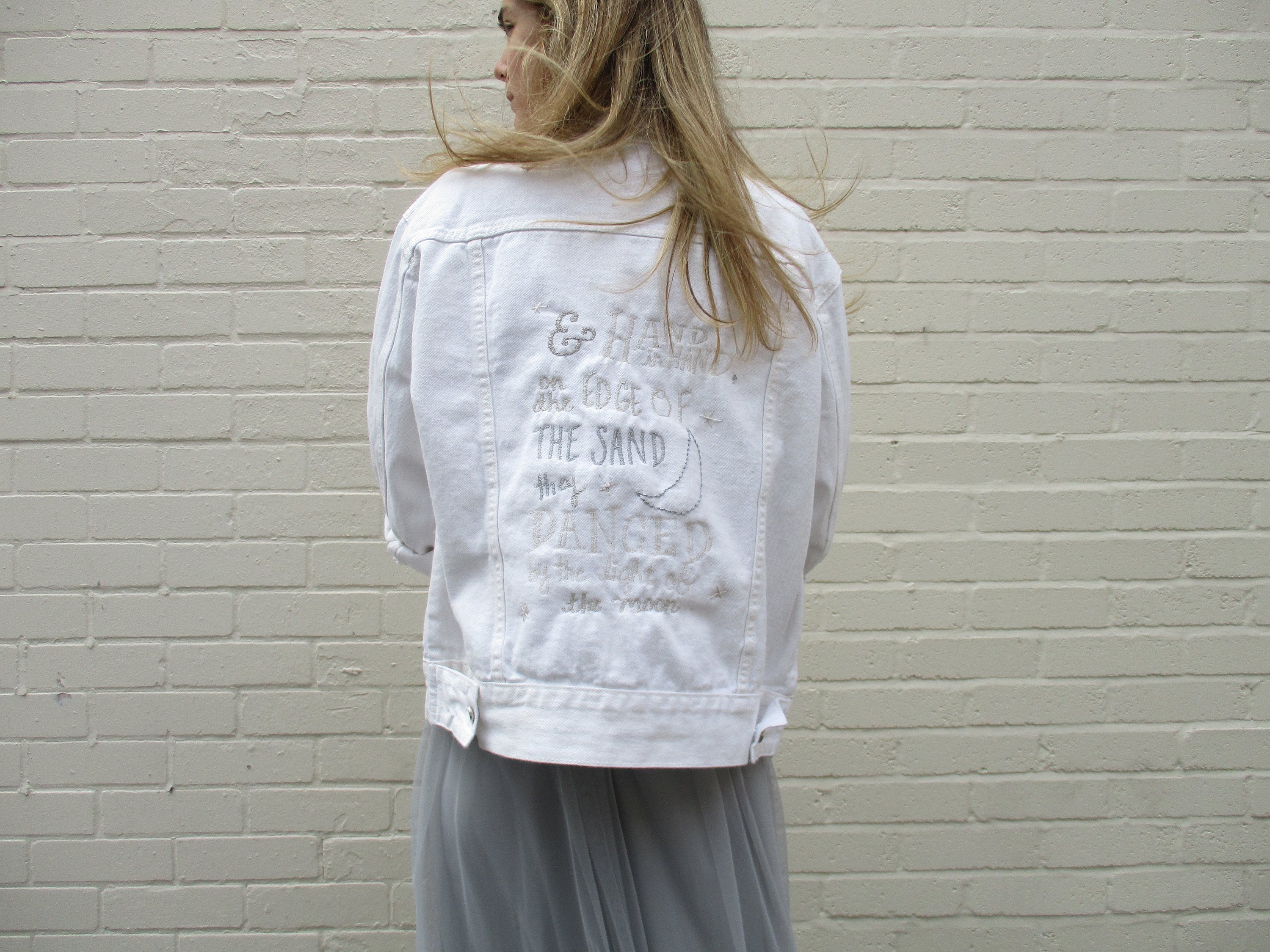 White Wedding Denim Jacket Custom Denim 