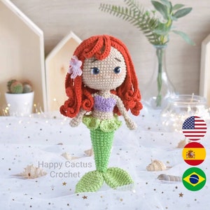 Mermaid Princess Crochet Pattern Amigurumi Pattern Doll Toy English (US) with pictures