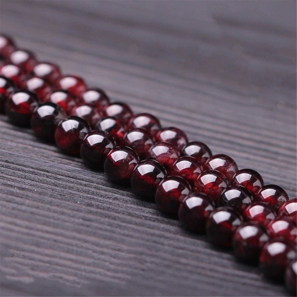 Perline di granato rosso naturale AAAAA Perline con ciondoli di perline, perline rotonde lisce da 4mm~12mm Guarigione, meditazione