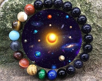 school project solar system Solar System Bracelet Universe Galaxy The Eight Planets Guardian Star Healing Natural Gem Stone Bead Bracelets Gift