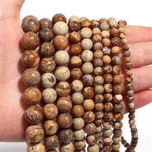 Natural AAAAA Landscape Stones  Beads DIY charm strand of beads, 4mm~12mm Smooth Round Beads  Healing ，meditation