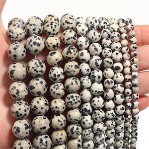 Natural AAAAA Dalmatian Jasper beads  Beads DIY charm strand of beads, 4mm~12mm Smooth Round Beads  Healing ，meditation