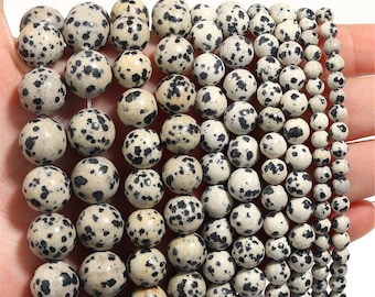 Natural AAAAA Dalmatian Jasper beads  Beads DIY charm strand of beads, 4mm~12mm Smooth Round Beads  Healing ，meditation