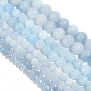 Natural AAAAA Aquamarine  beads  Beads DIY charm strand of beads, 4mm~12mm Smooth Round Beads  Healing ，meditation