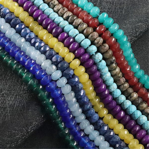 Natural Gemstone Beads 5X8mm Faceted Wheel Beads Stone Agate Crystal Quartz strades DIY