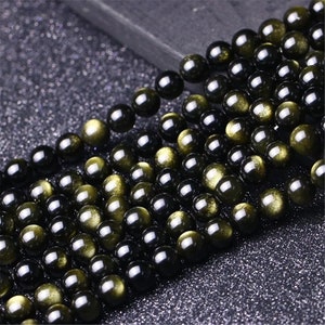 Natural AAAAA obsidianl  Beads charm sting of beads, 4mm~12mm Smooth Round Beads  Healing ，meditation