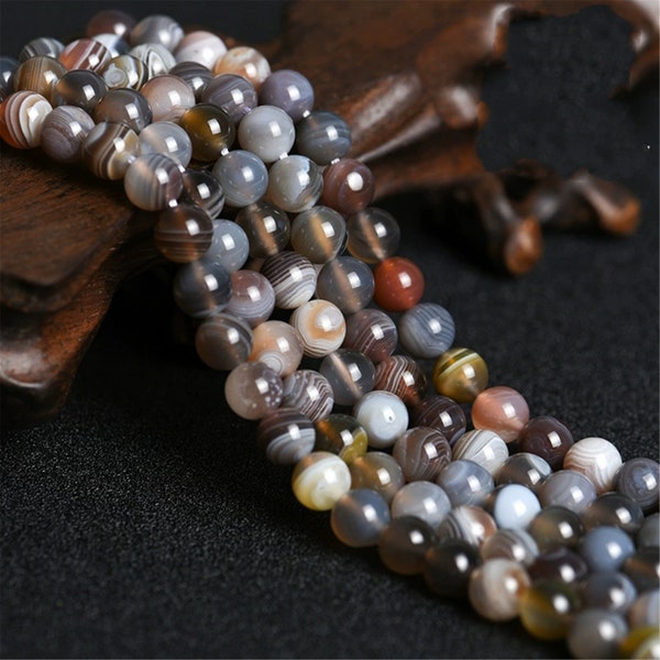 Natural AAAAA Botswana Agate beads  Beads DIY charm sting of beads, 4mm~12mm Smooth Round Beads  Healing ，meditation