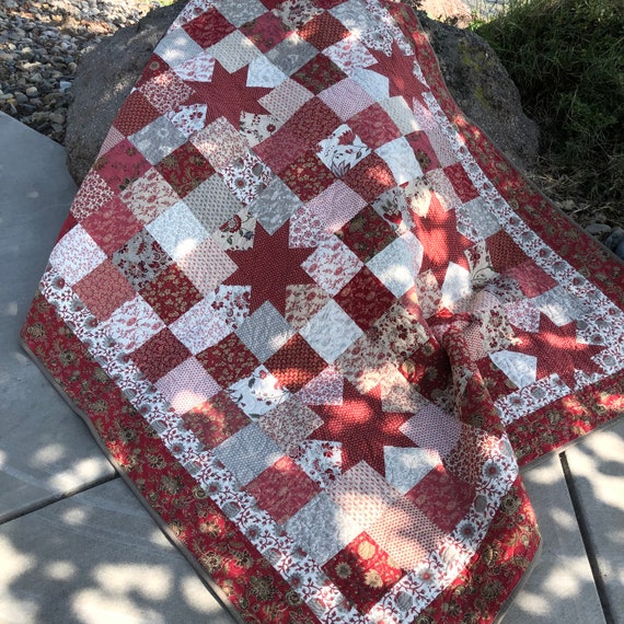 Handmade Patchwork Quilt for Sale Bonjeur De Jour Fabric Etsy