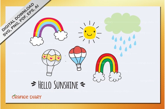 Globo De Aire Caliente Svg Png Eps Vector Nube Arco Iris Etsy