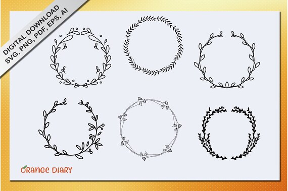 Download Wreath Branches Vector Hand Drawn Wreath Svg Eps Png Etsy