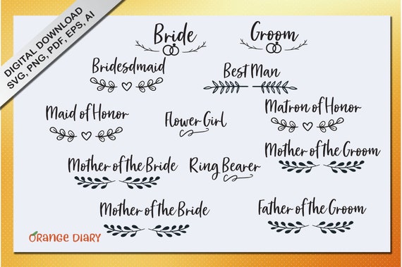 Download Free Wedding Wreath Svg Vector Bridesmaid Flower Girl Ring Bearer Etsy SVG Cut Files