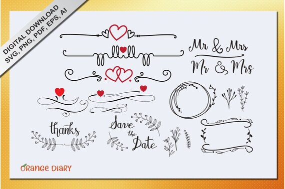 Wedding Ornaments Svg Vector Wedding Dividers Wedding Etsy