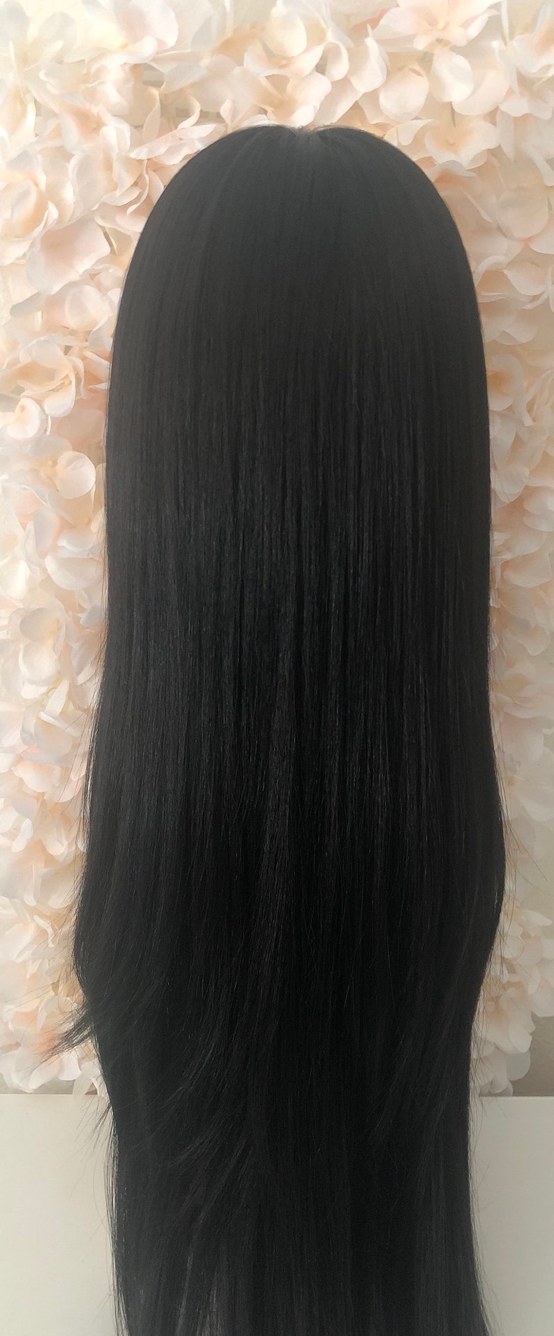 Straight Lace Front Wig, 100% Premium Synthetic Fiber, Heat Safe, Alopecia, Chemo, Cosplay, 13x6 HD Lace Frontal, Natural, Black image 9