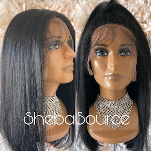 Luxury Yaki Straight Lace Frontal Wig, 100% Premium Synthetic Fiber, Heat Safe, Alopecia, Chemo, Cosplay, 13x4 HD Lace Frontal
