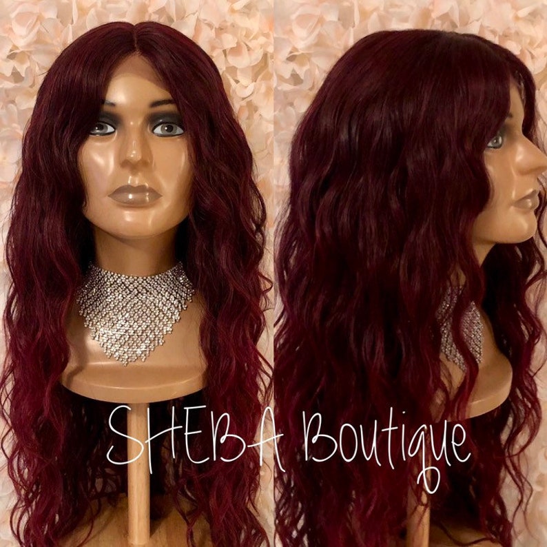 Burgundy Lace Front Wig 100 Premium Synthetic Fiber Heat Etsy