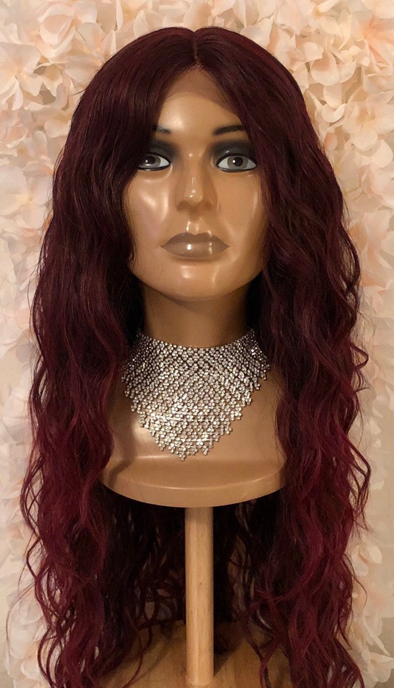 Burgundy Lace Front Wig 100 Premium Synthetic Fiber Heat Etsy