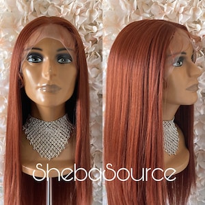 Ginger Red Lace Front Wig, 100% Premium Synthetic Fiber, Heat Safe, Alopecia, Chemo, Cosplay, Red Wig, Wavy Lace Front Wig
