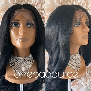 Luxury Yaki Wavy Lace Front Wig, 100% Premium Synthetic Fiber, Heat Safe, Alopecia, Chemo, Cosplay, Wavy, Yaki, Black