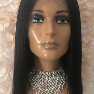 Straight Lace Front Wig, 100% Premium Synthetic Fiber, Heat Safe, Alopecia, Chemo, Cosplay, 13x6 HD Lace Frontal, Natural, Black image 4