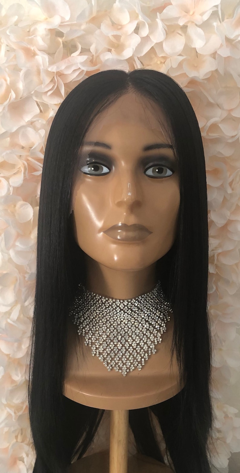 Straight Lace Front Wig, 100% Premium Synthetic Fiber, Heat Safe, Alopecia, Chemo, Cosplay, 13x6 HD Lace Frontal, Natural, Black image 4