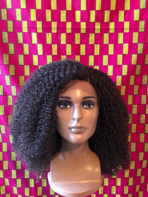 Kinky Curly Lace Front Wig 100 Premium Synthetic Fiber Heat Etsy