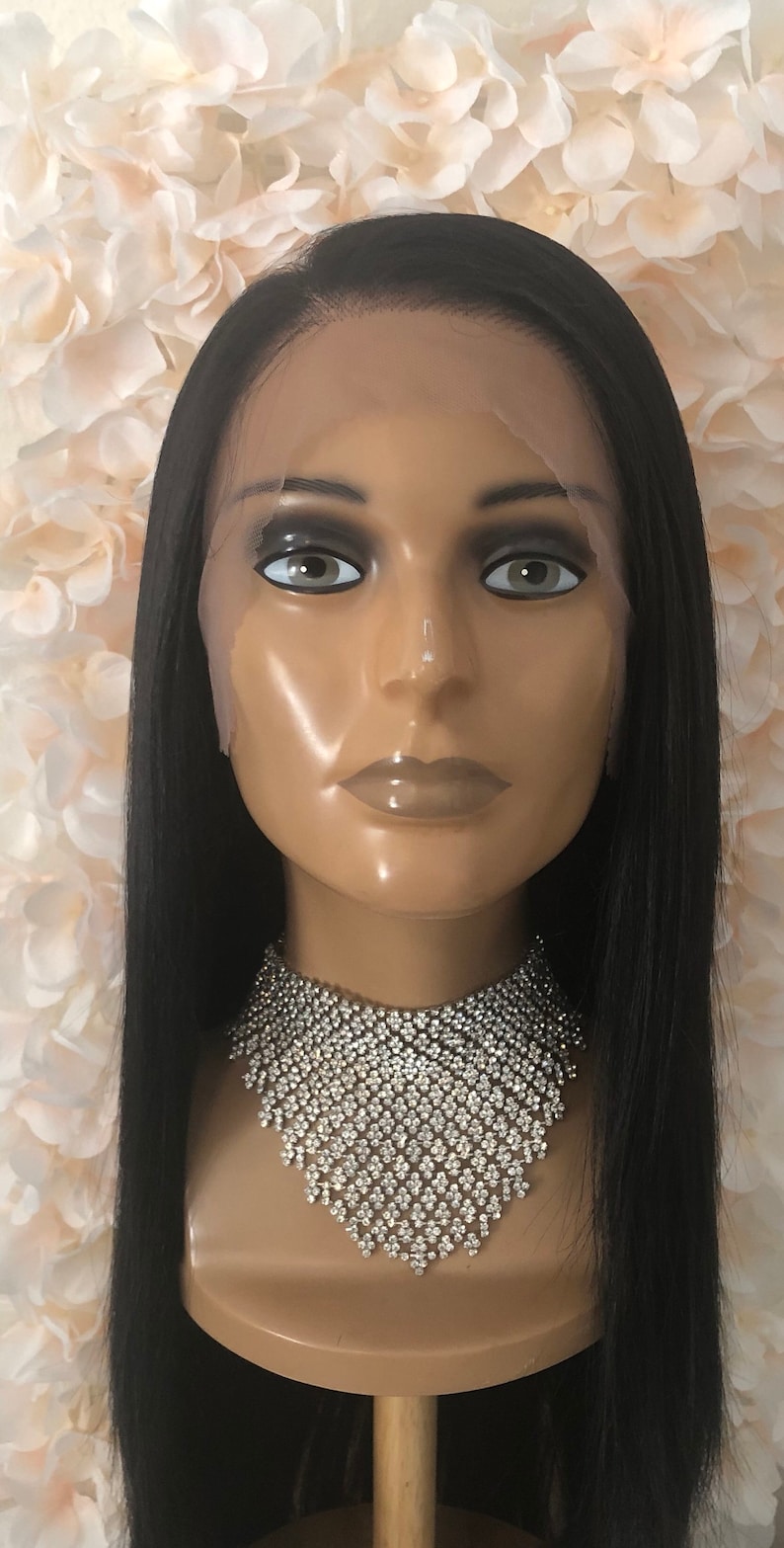 Straight Lace Front Wig, 100% Premium Synthetic Fiber, Heat Safe, Alopecia, Chemo, Cosplay, 13x6 HD Lace Frontal, Natural, Black image 6