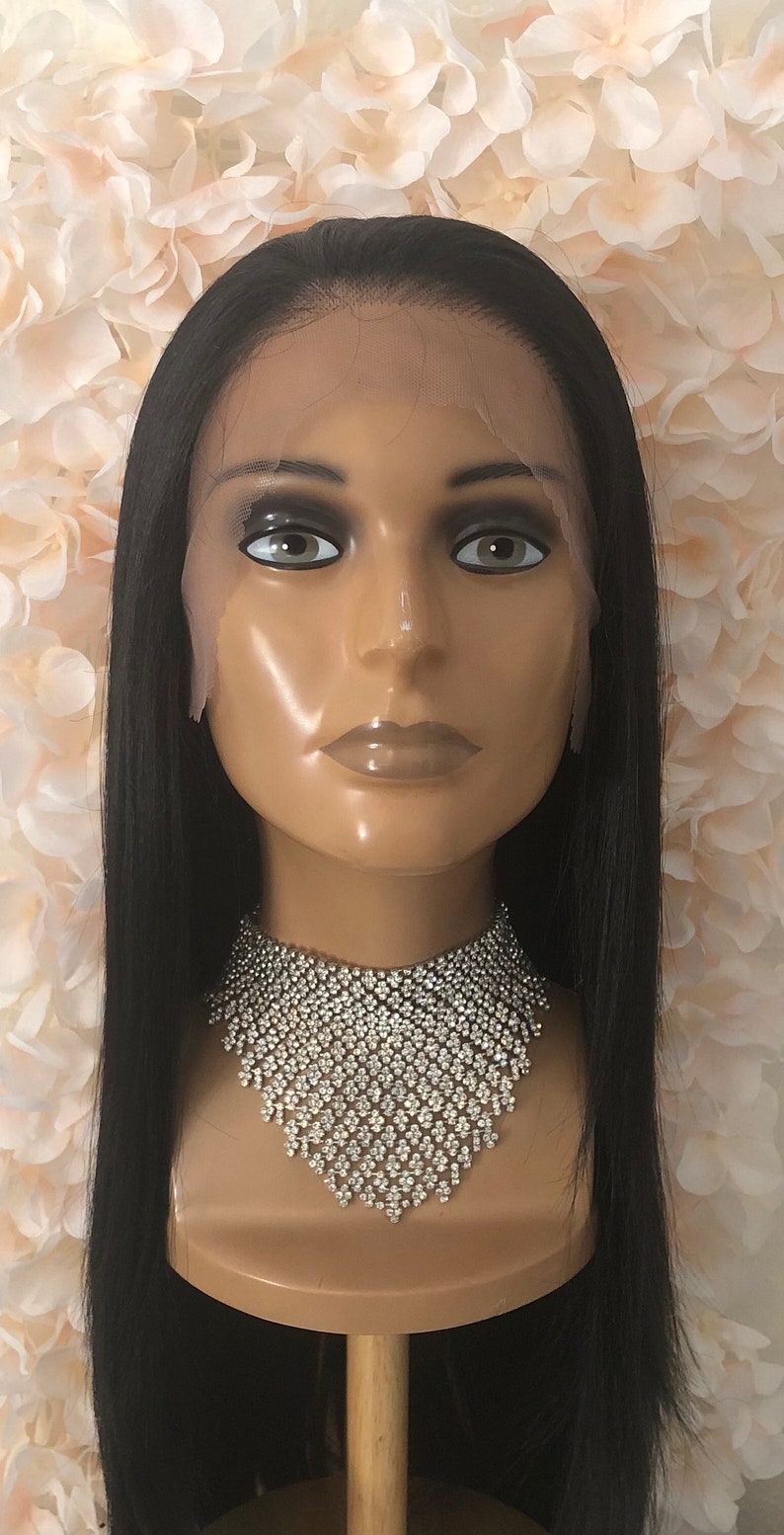 Straight Lace Front Wig, 100% Premium Synthetic Fiber, Heat Safe, Alopecia, Chemo, Cosplay, 13x6 HD Lace Frontal, Natural, Black image 2