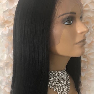 Straight Lace Front Wig, 100% Premium Synthetic Fiber, Heat Safe, Alopecia, Chemo, Cosplay, 13x6 HD Lace Frontal, Natural, Black image 5