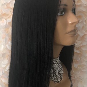 Straight Lace Front Wig, 100% Premium Synthetic Fiber, Heat Safe, Alopecia, Chemo, Cosplay, 13x6 HD Lace Frontal, Natural, Black image 7