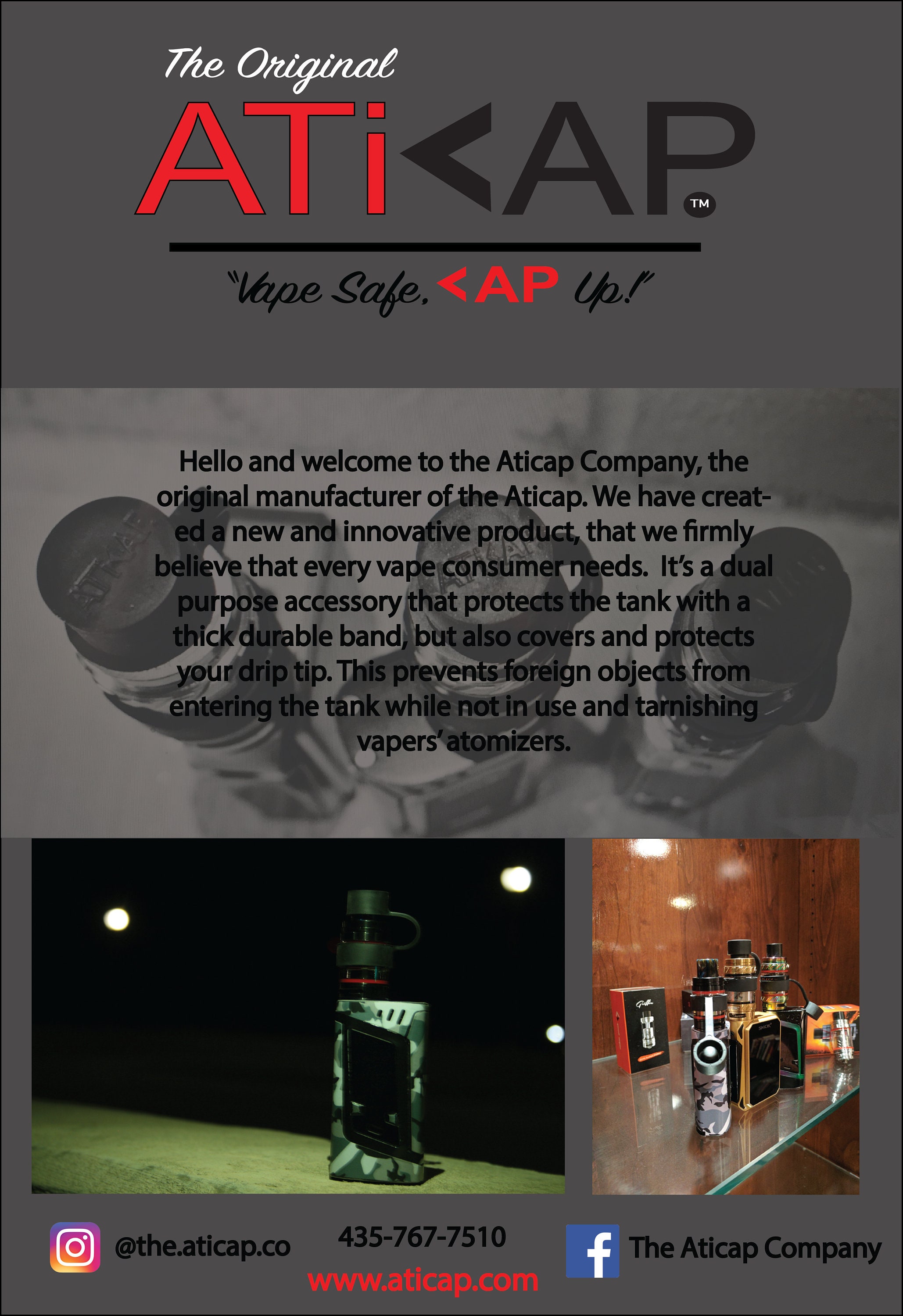 Original Aticap XL- Vape/tank Protecter, and Drip Tip Cover for 5/8