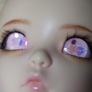 14mm bjd eyes "pastel pink" resin acrylic MSD, SD glitter metallic AB iridescent