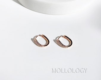 Pave Hoop Earrings, Diamond Huggie Earrings, Huggie Hoop Earrings, Minimalist Hoop Earrings, Dainty Earrings Cartilage Hoops, Everyday Hoops