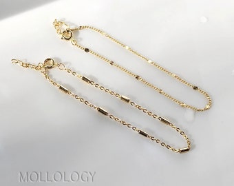 Dünnes 14K Gold Finish Kettenarmband: Minimalistisches Schichtarmband