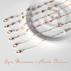 Face Mask Chain Gold Necklace, Beaded Mask Chain, Pearl Mask Chain, Mask Lanyard, Face Mask Holder, Clear Mask Chain, Rose Glasses Holder