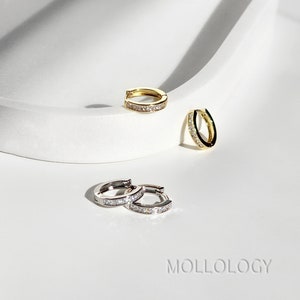 Gold Huggie Ohrringe, Diamant Hoop Ohrringe, Minimalistische Ohrringe, Geschenke für sie, Sterling Silber Zierliche Huggie Hoop Ohrringe, Knorpel Creolen