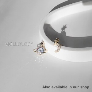 star moon earrings, star earrings, moon earrings, celestial earrings