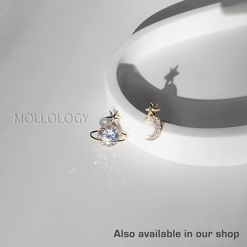 star moon earrings, star earrings, moon earrings, celestial earrings