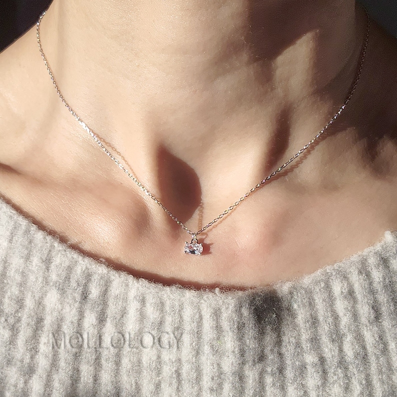 Dainty Diamond Necklace, Gold Diamond Necklace, Dainty CZ Necklace, Bridal Necklace, Floating Diamond Necklace, Silver Minimalist Jewelry