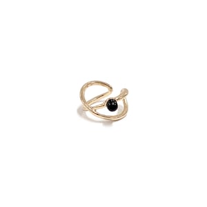 Gold X Ring, Gold Cross Ring, Thin Open Ring, Statement Ring, Black Bead Onyx Ring, Minimalist Ring, Stacking Ring, Midi Ring, Knuckle Ring