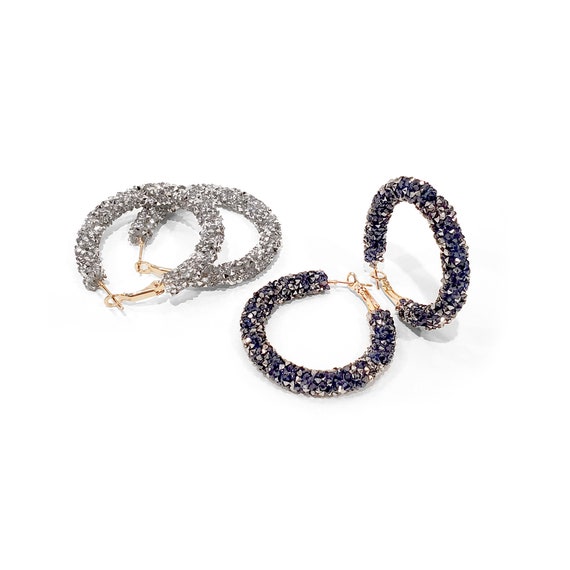 Orecchini A Monachella In Argento Sterling Druzy: Argento Brillante, 12 Mm - Italia - Foto 3