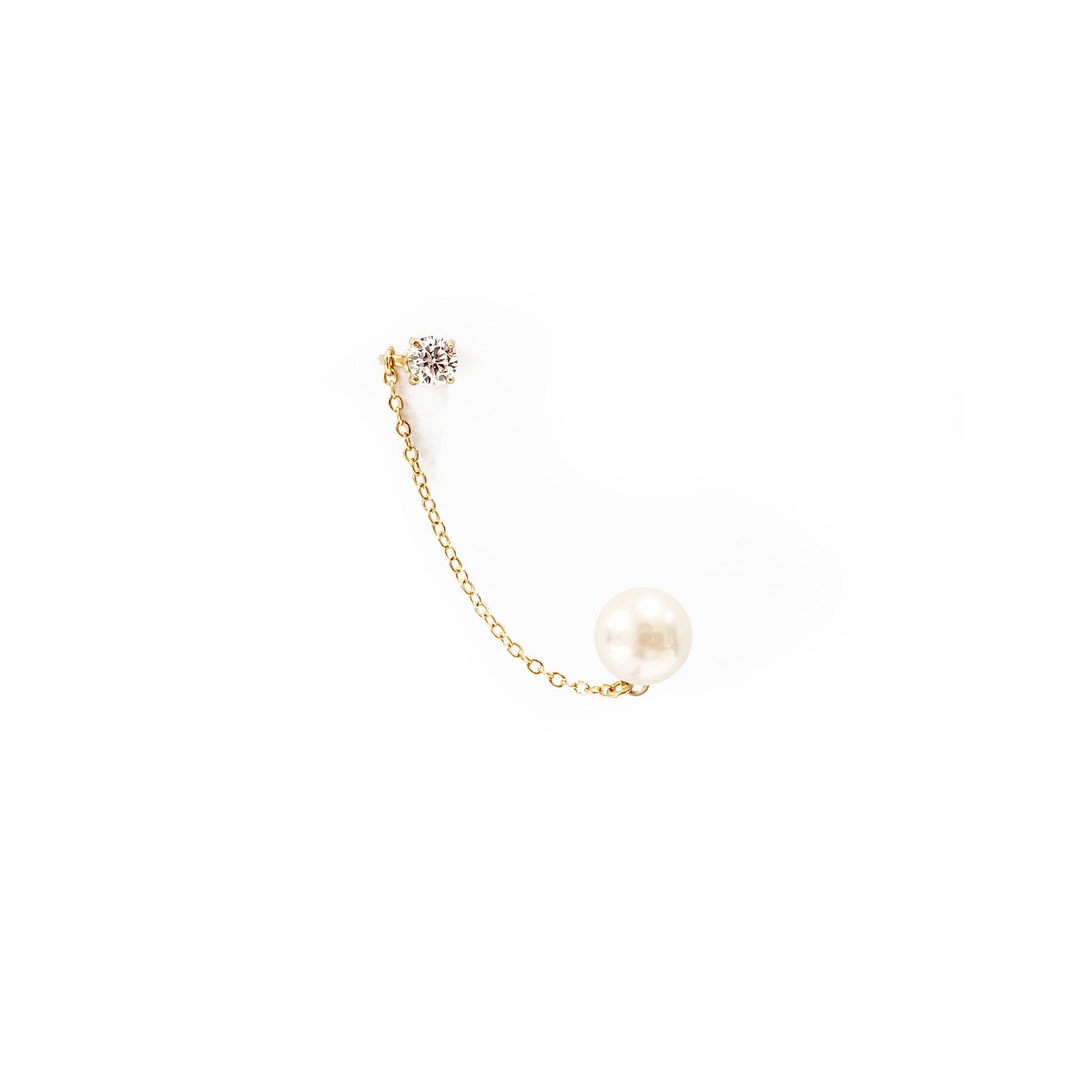 Dainty Pearl Ear Cuff Dainty Gold Chain Ear Cuff Gold Ear - Etsy